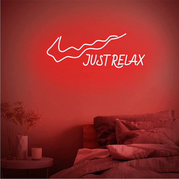 NIKE Just Relax Red Neon Trendy Dorm Bedroom Living Room Outdoor Indoor Decor - Picture 4 of 9